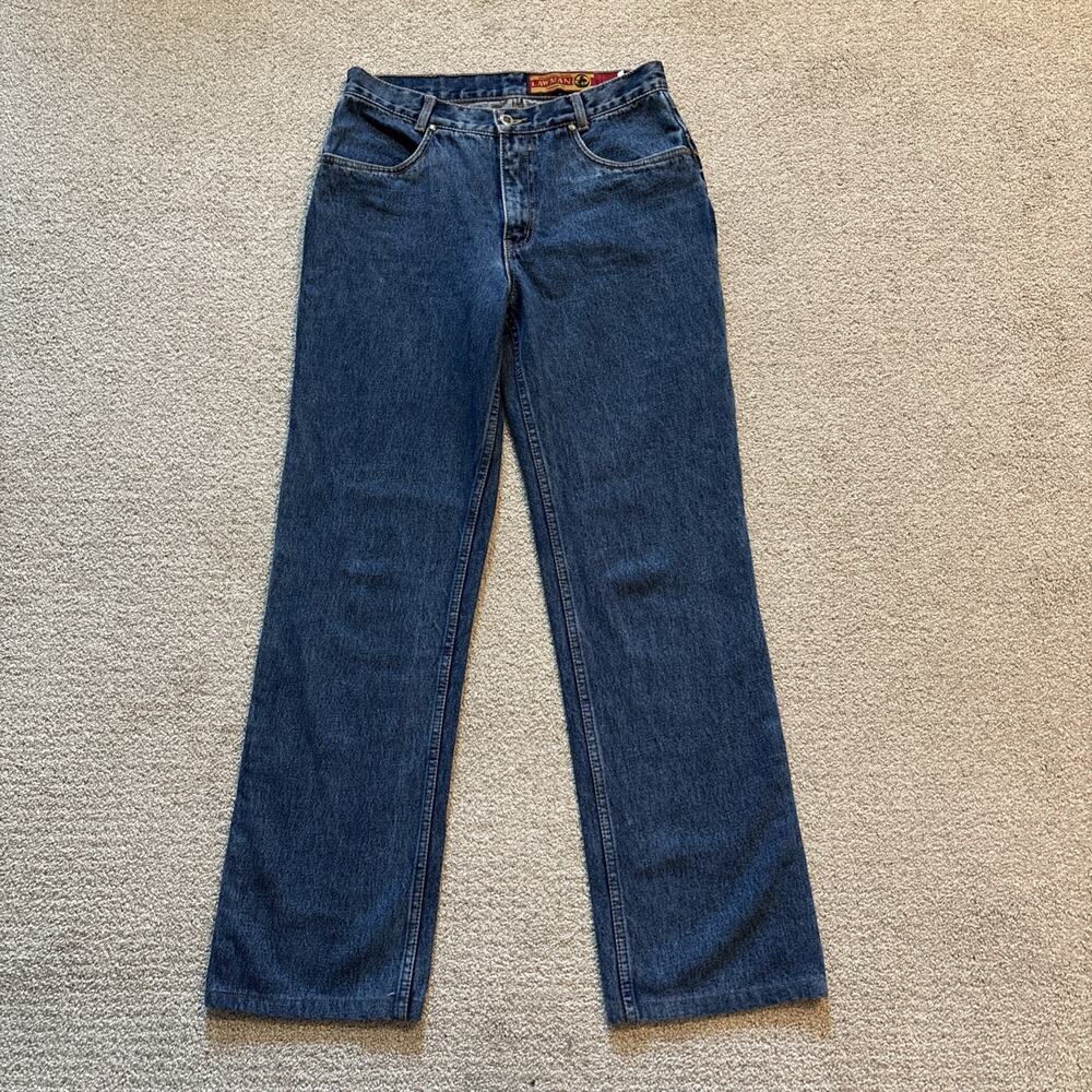 Lawman Western Jeans High Waisted Denim Side Hem Buttons Vintage Women Sz 11